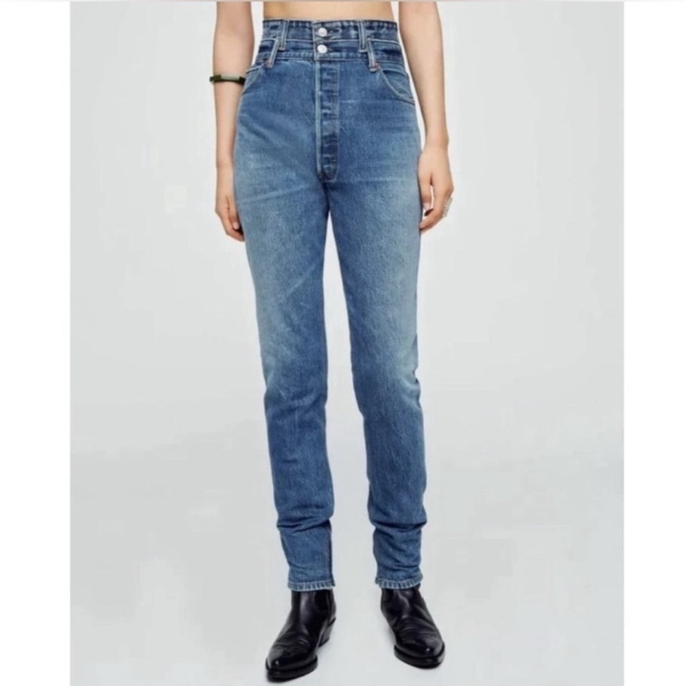 $595 NWT RE/DONE x LEVI'S DOUBLE WAISTED DRAINPIPE JEANS SZ 25